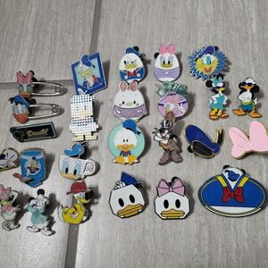 Disney Donald Duck & Daisy Pin Collection - Blue, Pink, Yellow, White, Black